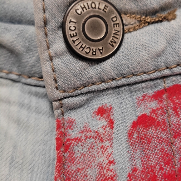 Chiqle Denim Architect American Flag Red/White Jean Shorts - Picture 5 of 7